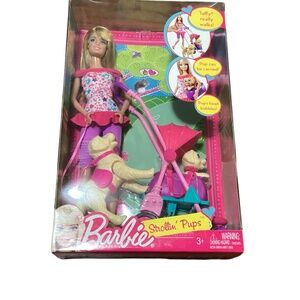 BARBIE STROLLIN’ PUPS BARBIE + TAFFY + PUP & STROLLER New Sealed